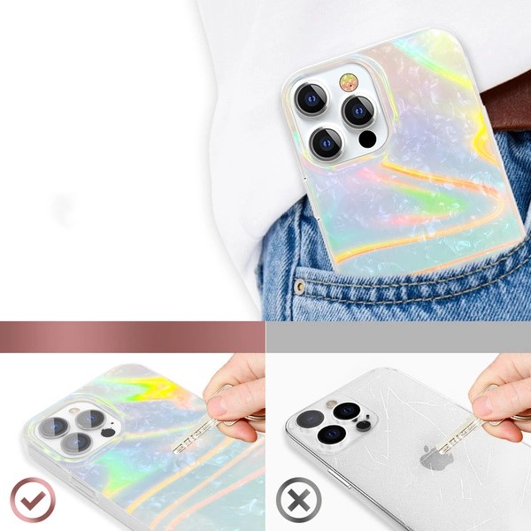 Husa Protectie Kingxbar Shell Lux SI Eleganta Iphone 13 Pro Perla Albastra